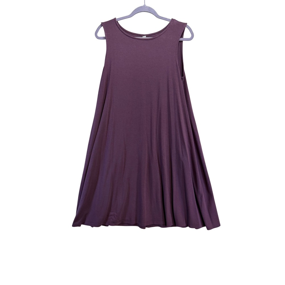 Zenana Premium Women Plum Purple Sleeveless Swing Dress with Pockets Large